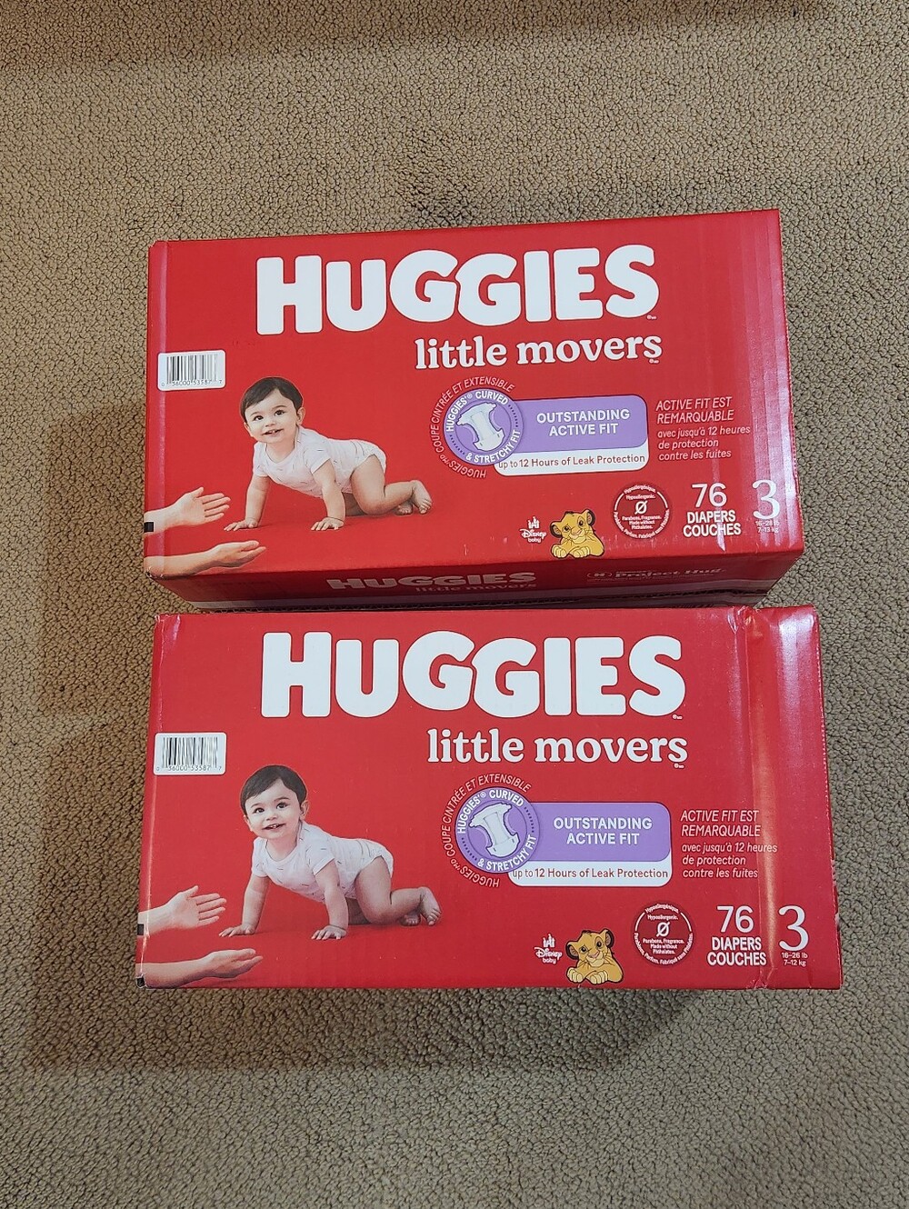 New Boxes of Huggies Little Movers Size 3 Diapers 76 Count